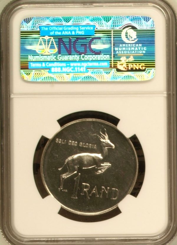 Lot 20: South Africa: Republic Silver R1 “Afrikaans” of 1966 Proof 64 ...